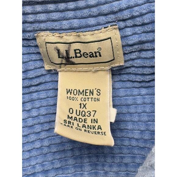 L.L. Bean Corduroy Shacket Sky Blue Wide Wale Button Up 100% Cotton Women’s 1X - Picture 5 of 5